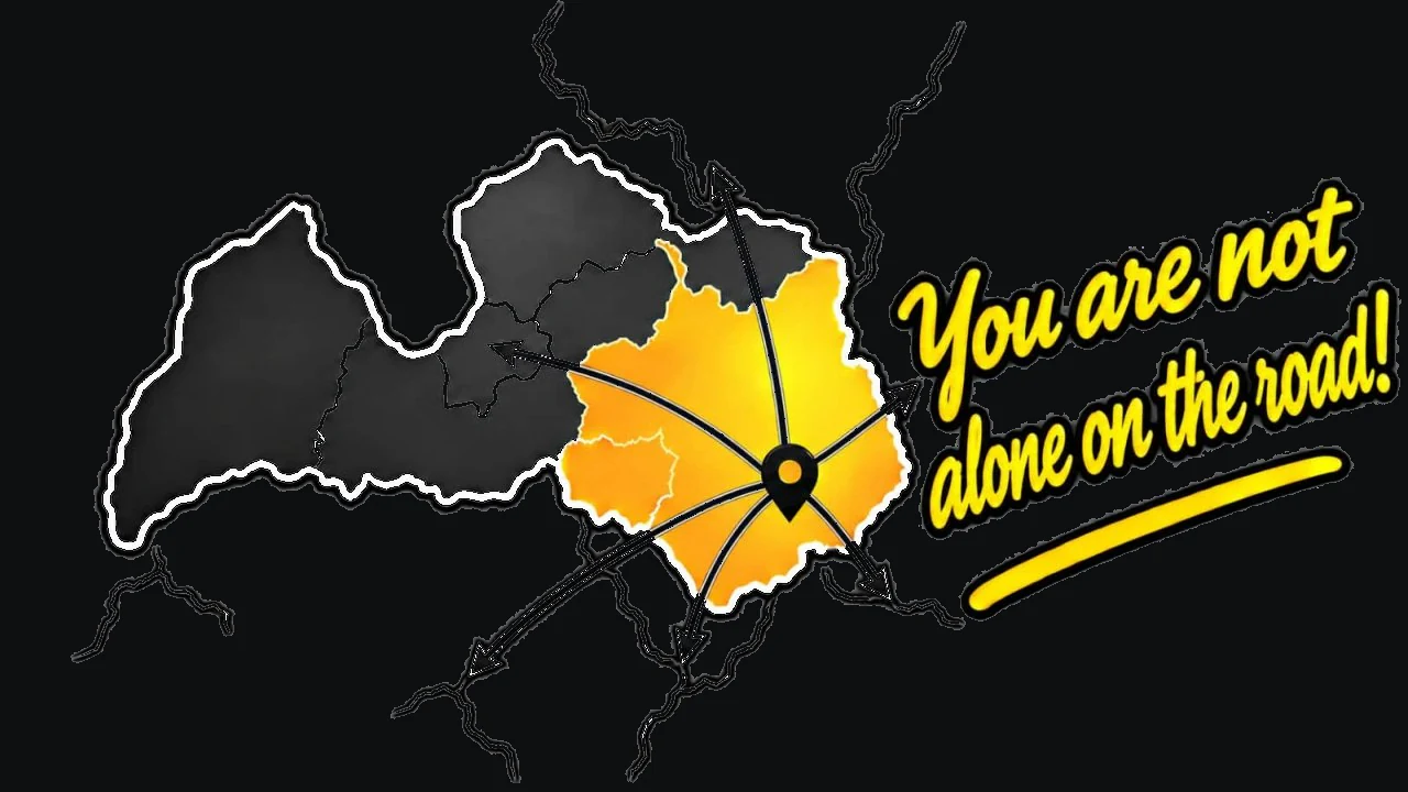 Map of Latvia with Latgale highlighted — You are not alone on the road!