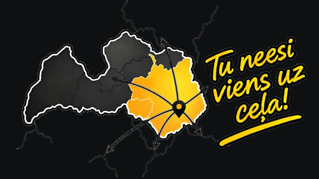 Tu neesi viens uz ceļa! — Latvijas karte ar izceltu Latgali